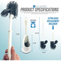 Silicone Toilet Brush Set with Spare Brush Head