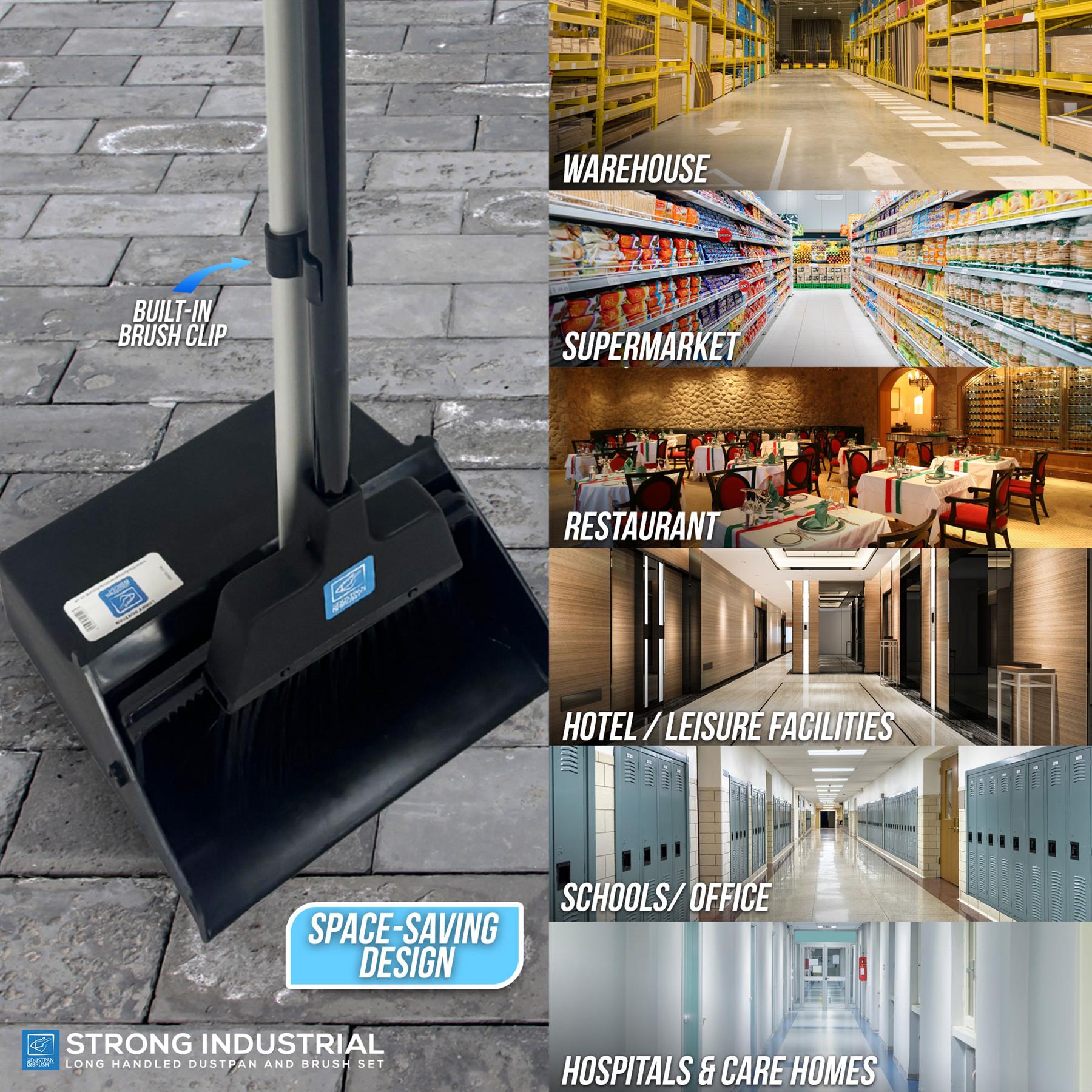 Heavy Duty Long Handled Dustpan and Brush Set product uses