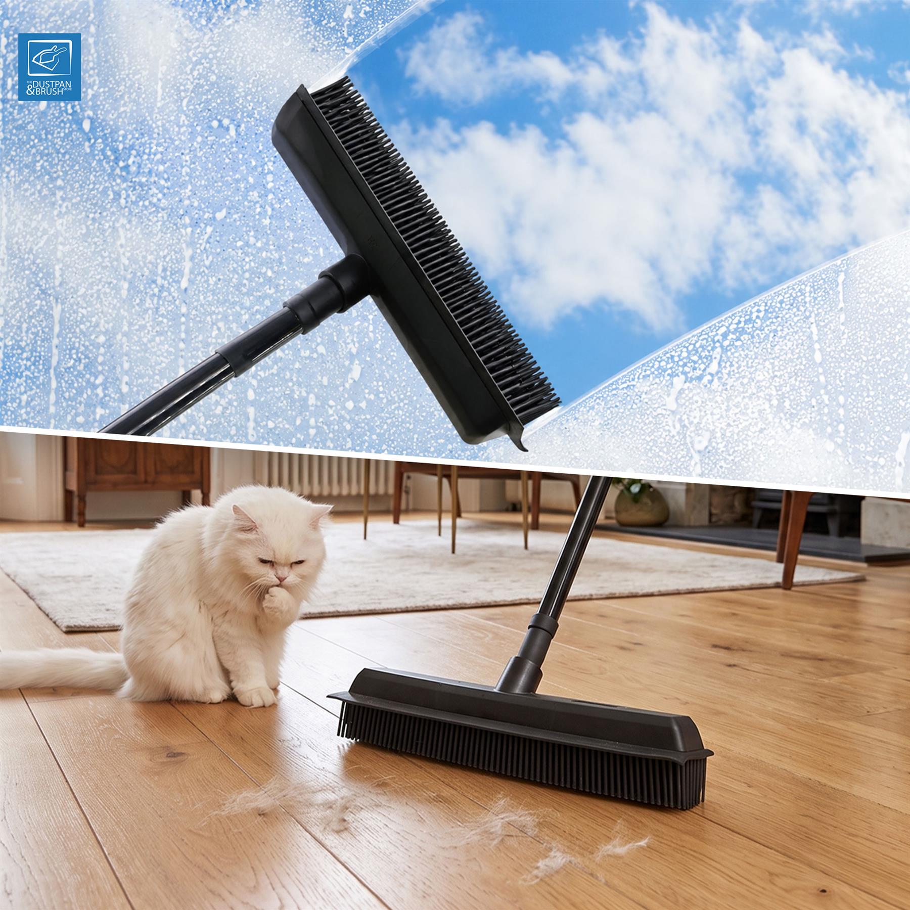 Rubber Broom with Extending Handle | Pet Hair Remover Brush - The Dustpan and Brush Store