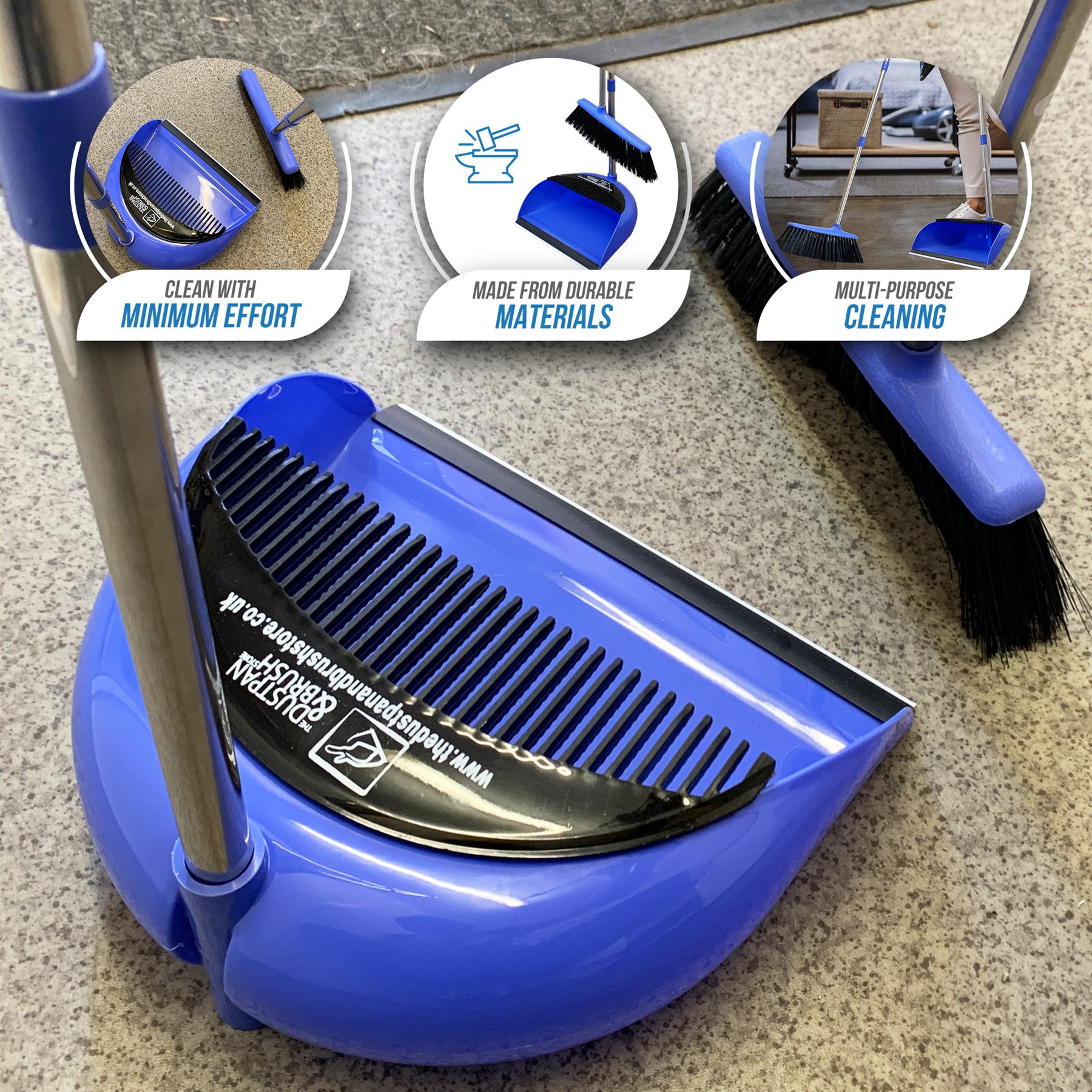 Long Handled Dustpan and Brush Set with Multi-Section Handle - The Dustpan and Brush Store