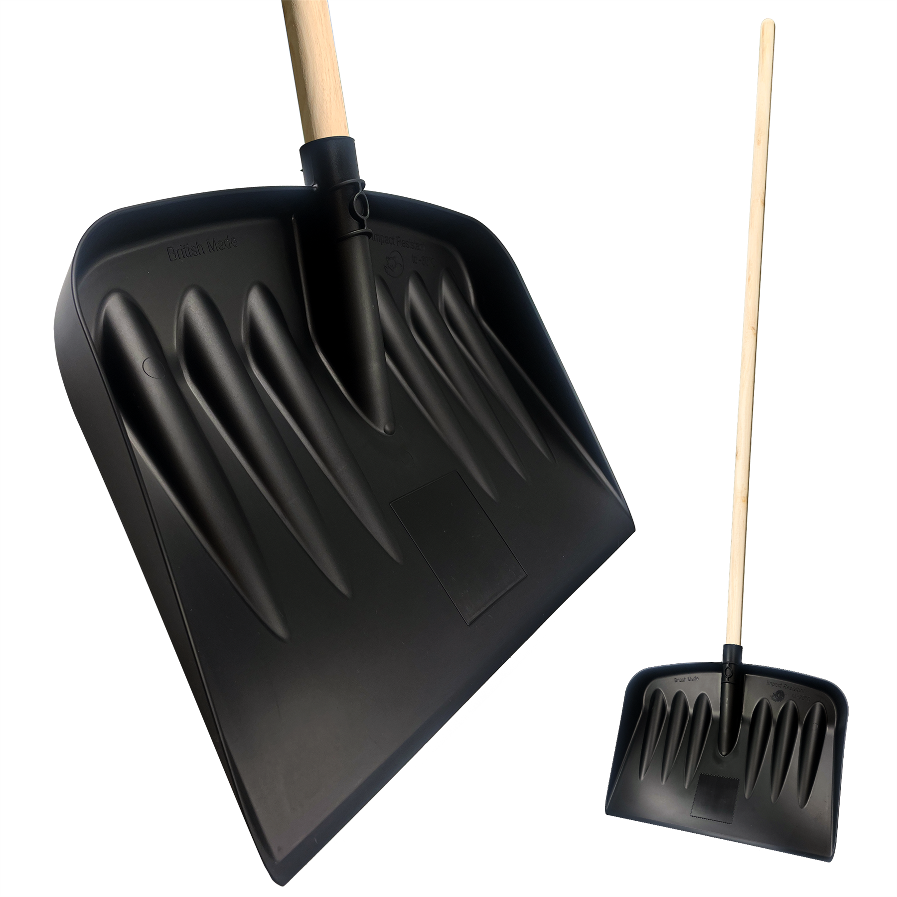 Plastic Snow Scoop Shovel Head with Wooden Handle - The Dustpan and Brush Store