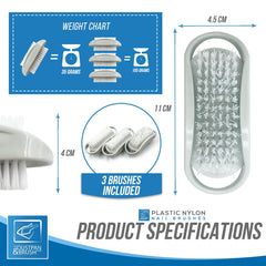 Silver Plastic Nail Brush - Pack of 3