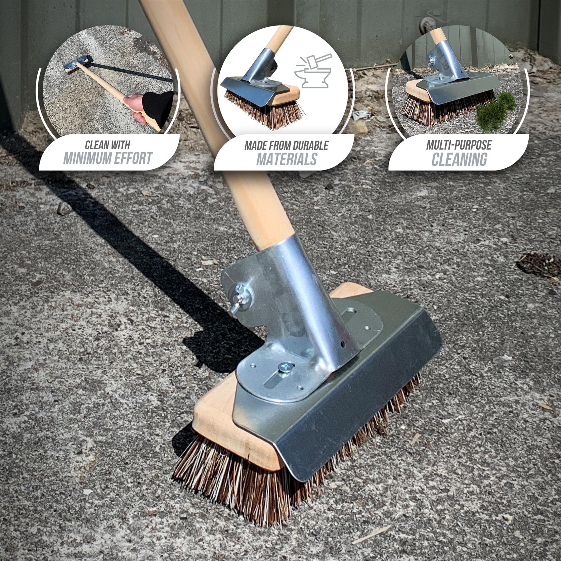 Super Heavy Duty Deck Scrub Metal Scraper Weeding Brush for Decking Paving Patio - The Dustpan and Brush Store