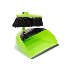 Long Multi Section Handle Dustpan and Brush Set - Green