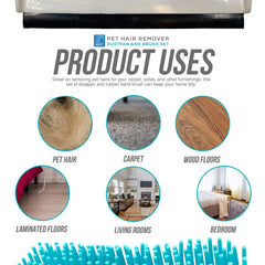 Rubber Dustpan and Brush Set - Perfect For Cleaning Pet Hairs and Sweeping Carpets