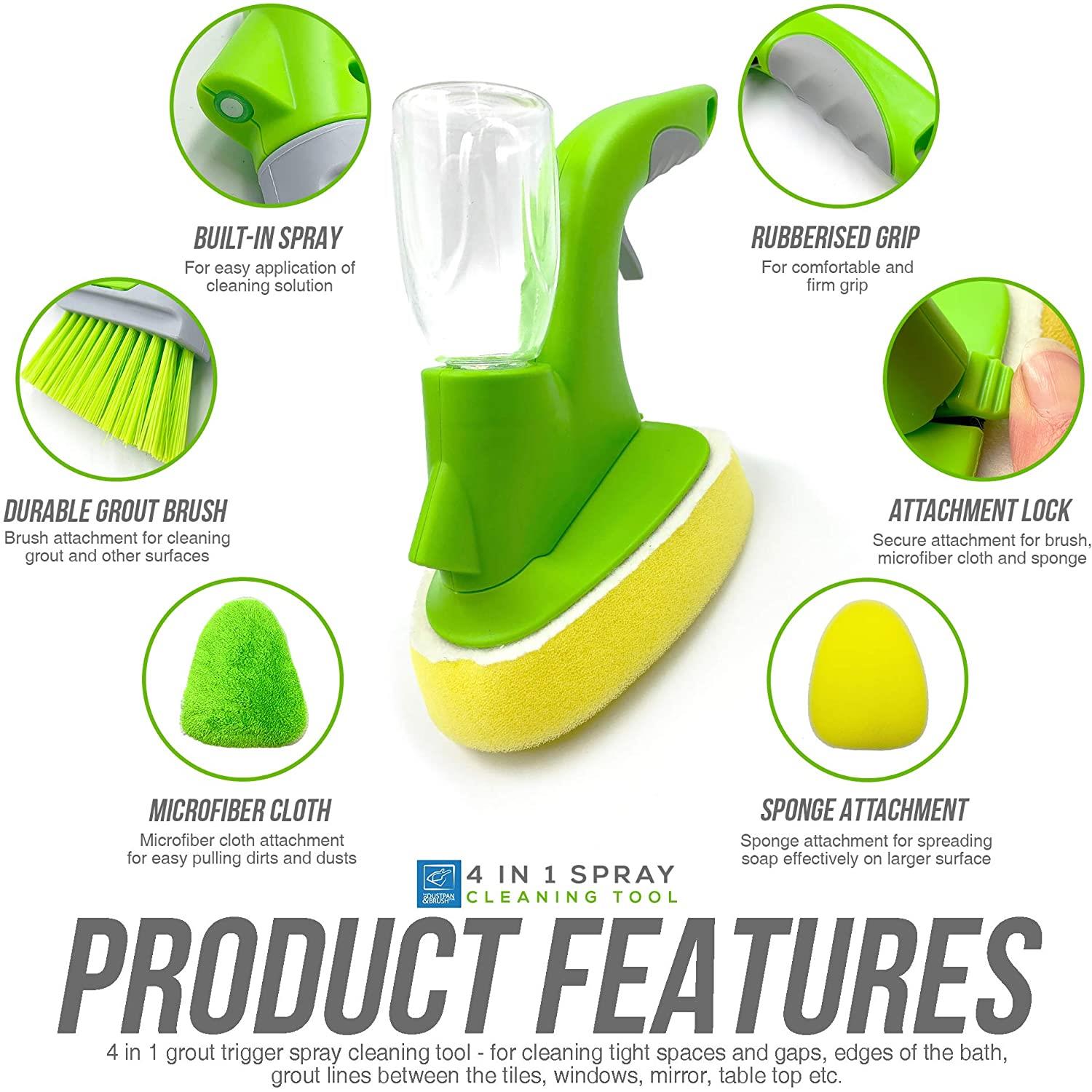 4 in 1 Grout and Tile Spray Cleaning Kit with attachments on a white background