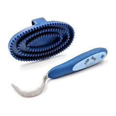 Charles Bentley Slip-Not Equestrian Horse Grooming Cleaning Brush Kit Blue Set