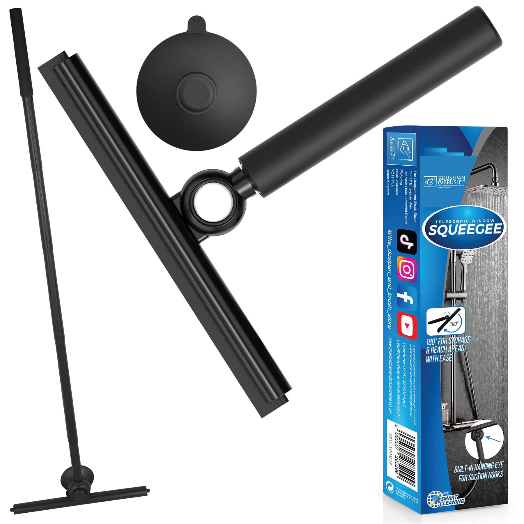 Squeegee with Telescopic Handle and Rotatable Head - The Dustpan and Brush Store
