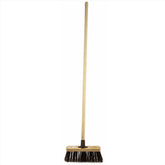 13" Newman and Cole Stiff PVC Flat Broom Head with Plastic Socket and Wooden Handle