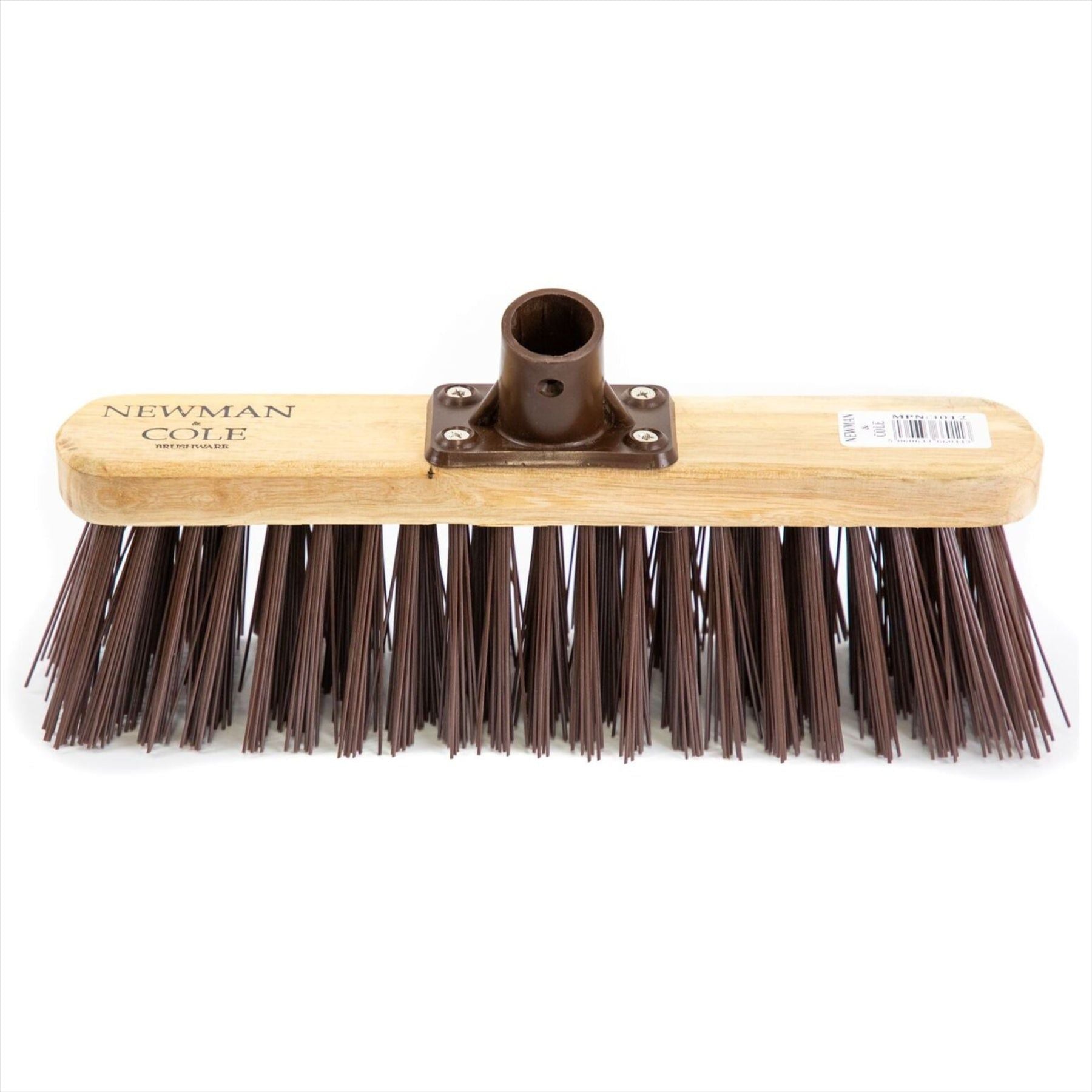 Newman and Cole 12" Stiff Synthetic Broom Head with Plastic Bracket Supplied with Handle - The Dustpan and Brush Store