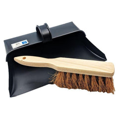 Metal Dustpan and Brush Traditional Strong Metal Hooded Dust Pan and Soft Hand Brush