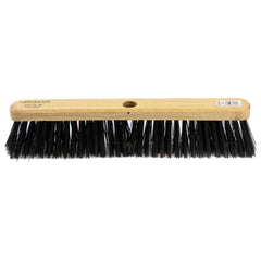18" Newman and Cole Stiff PVC Broom Head with Hole and Wooden Handle