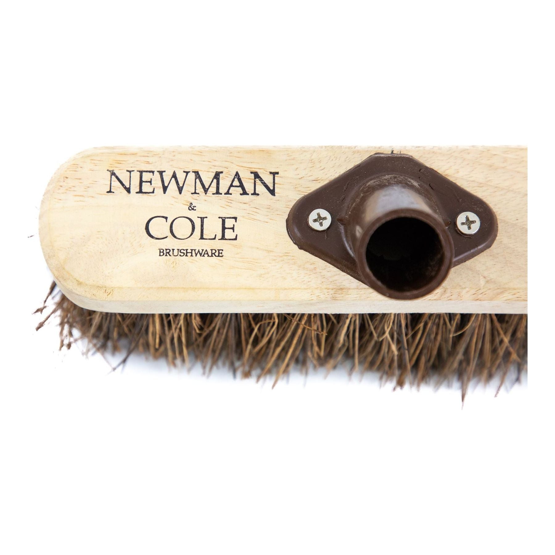 10" Newman and Cole Natural Stiff Bassine Broom Head with Plastic Socket - The Dustpan and Brush Store