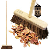 10" Stiff Bassine Broom with Wooden Handle & Hole - The Dustpan and Brush Store