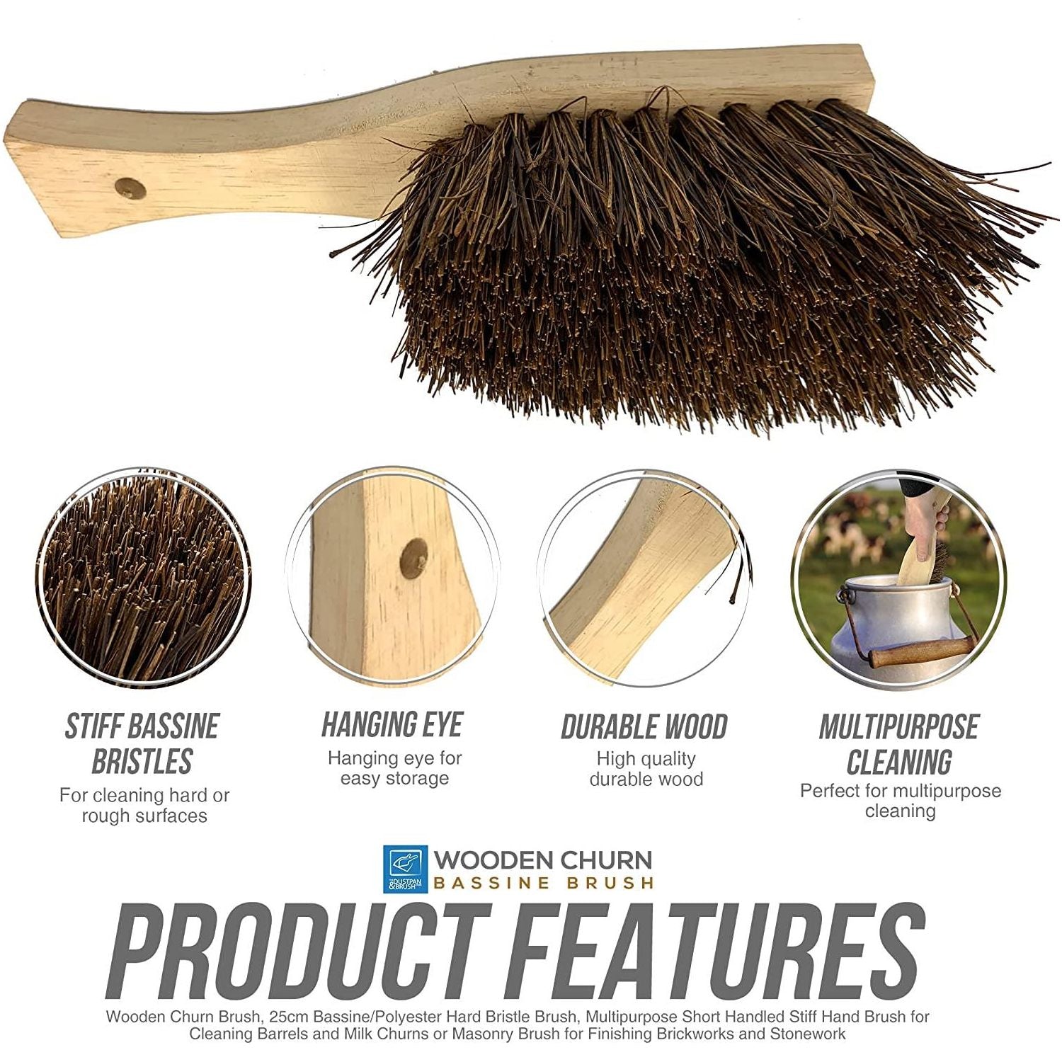 Traditional Wooden Churn Brush - The Dustpan and Brush Store