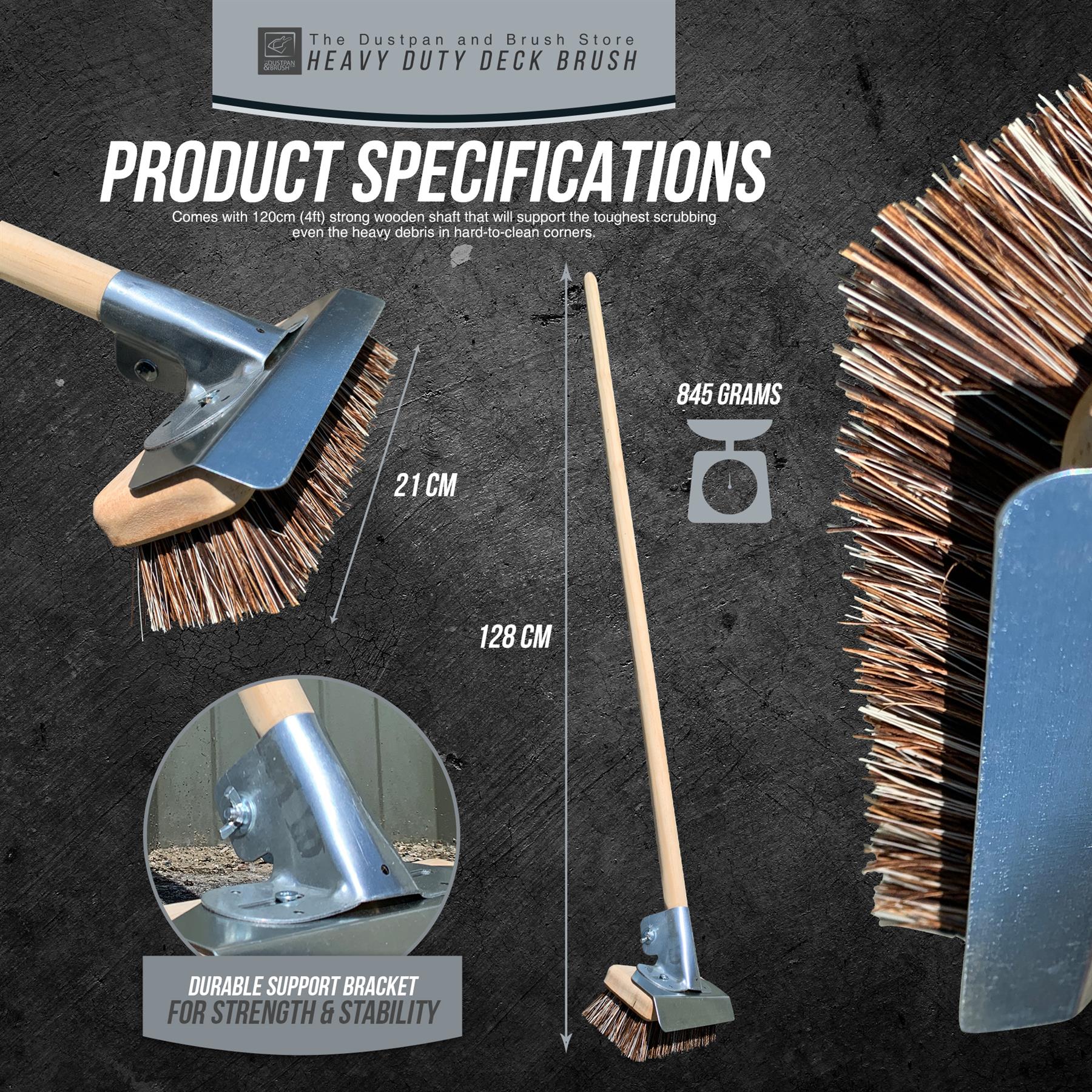 Super Heavy Duty Deck Scrub Metal Scraper Weeding Brush for Decking Paving Patio - The Dustpan and Brush Store