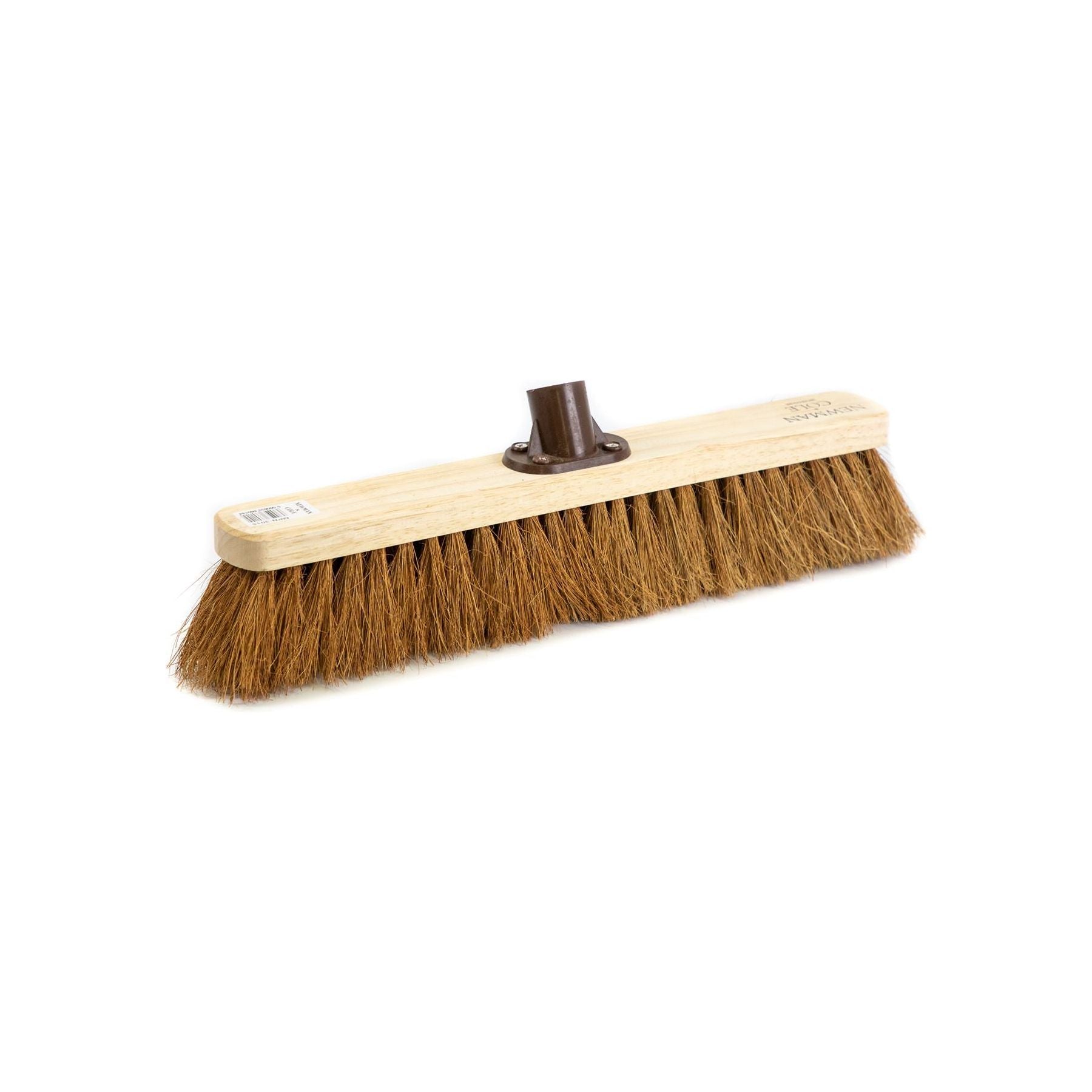 18" Newman and Cole Natural Soft Coco Broom Head with Plastic Socket On a white background