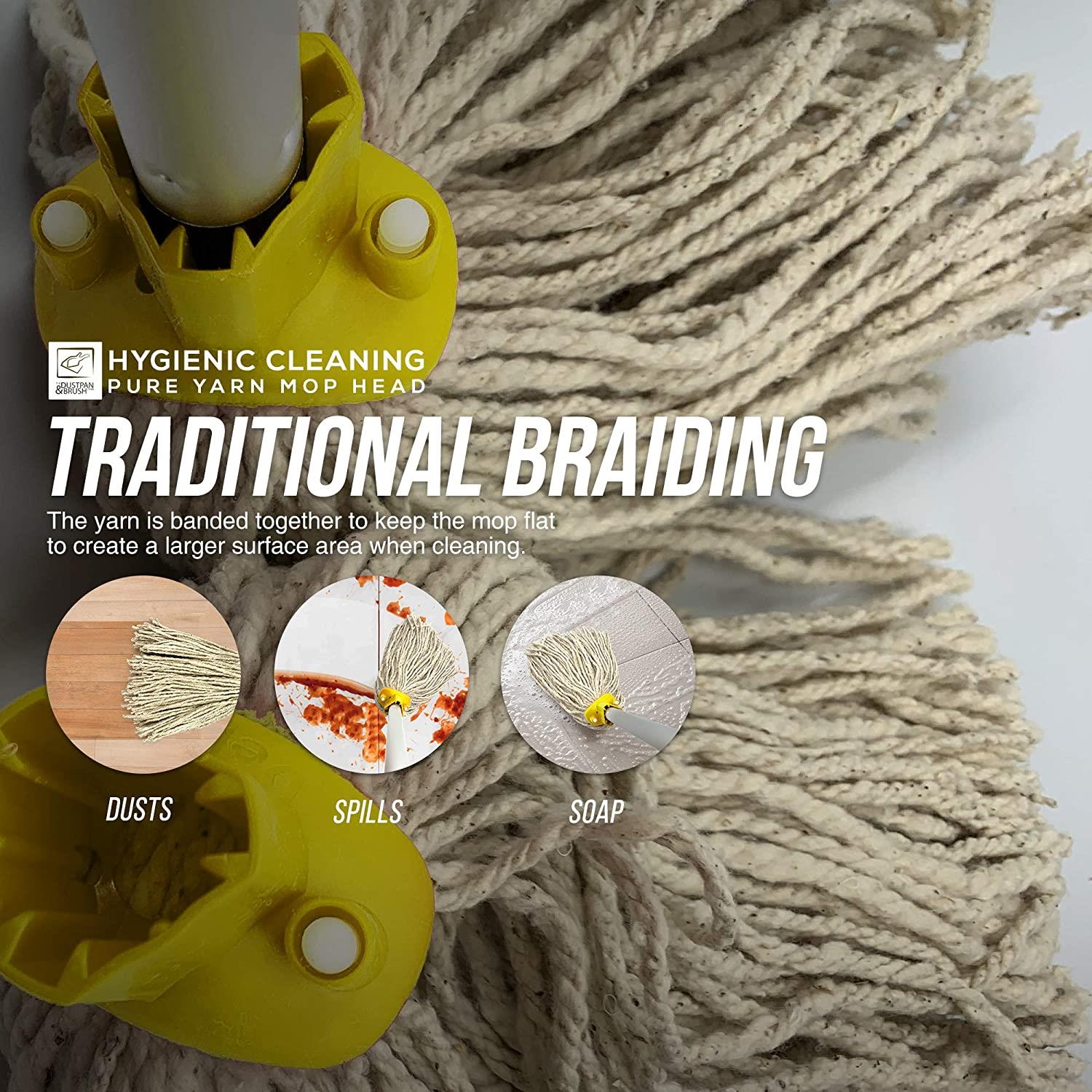 Colour Coded Yellow Cotton Mop Head 12PY - Pack of 5 - The Dustpan and Brush Store