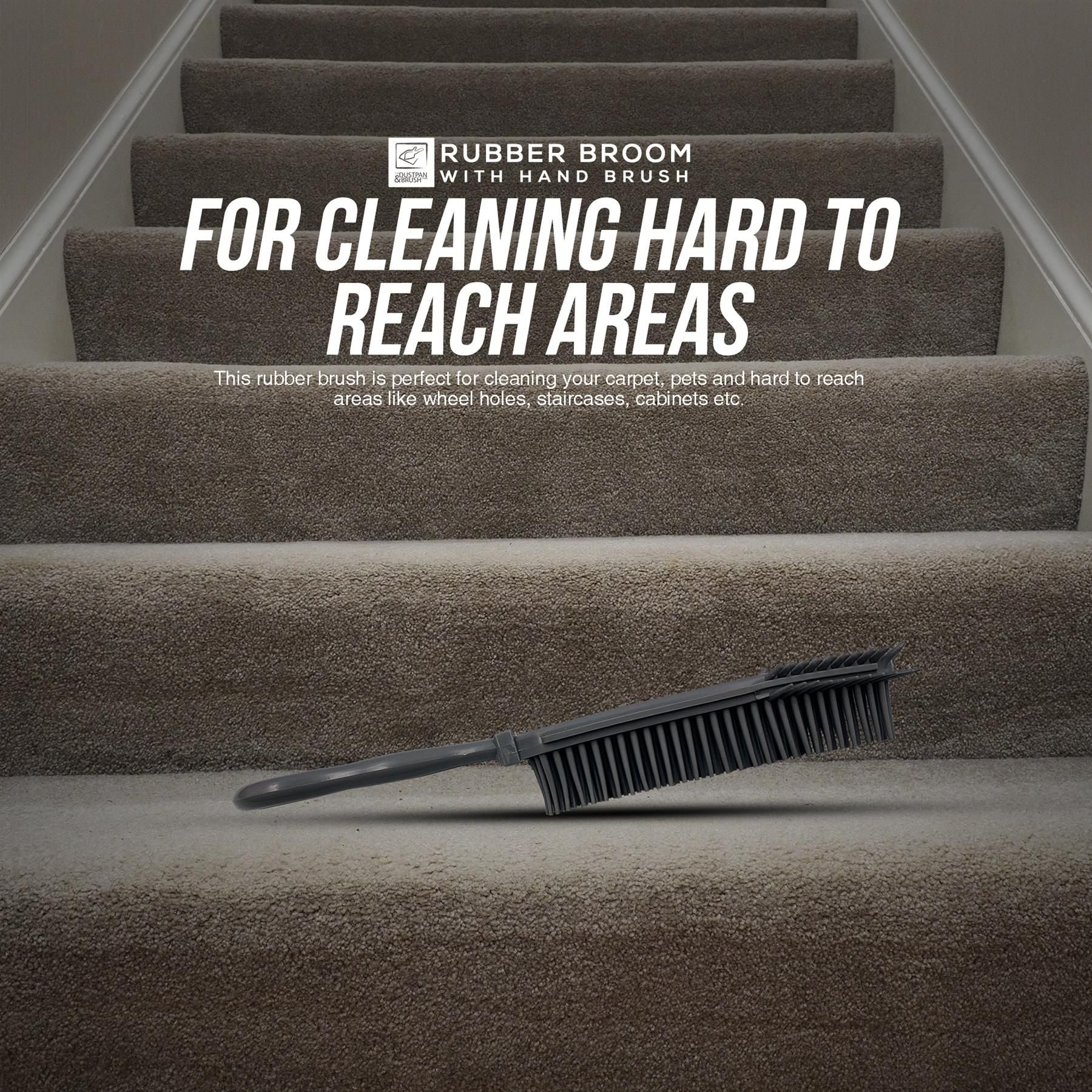 Grey Rubber Broom and Hand Brush Set - The Dustpan and Brush Store