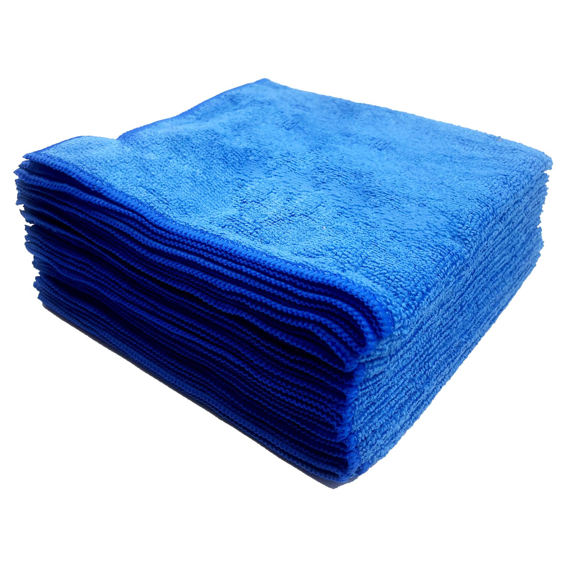 Large Blue Absorbent Multipurpose Microfibre Cleaning Cloths - Pack of 10