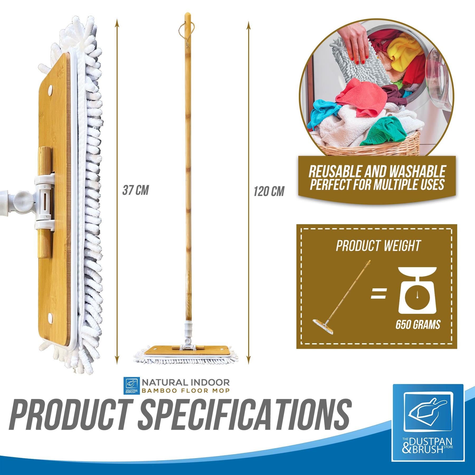 Bamboo Microfibre Floor Mop product specifications - White background