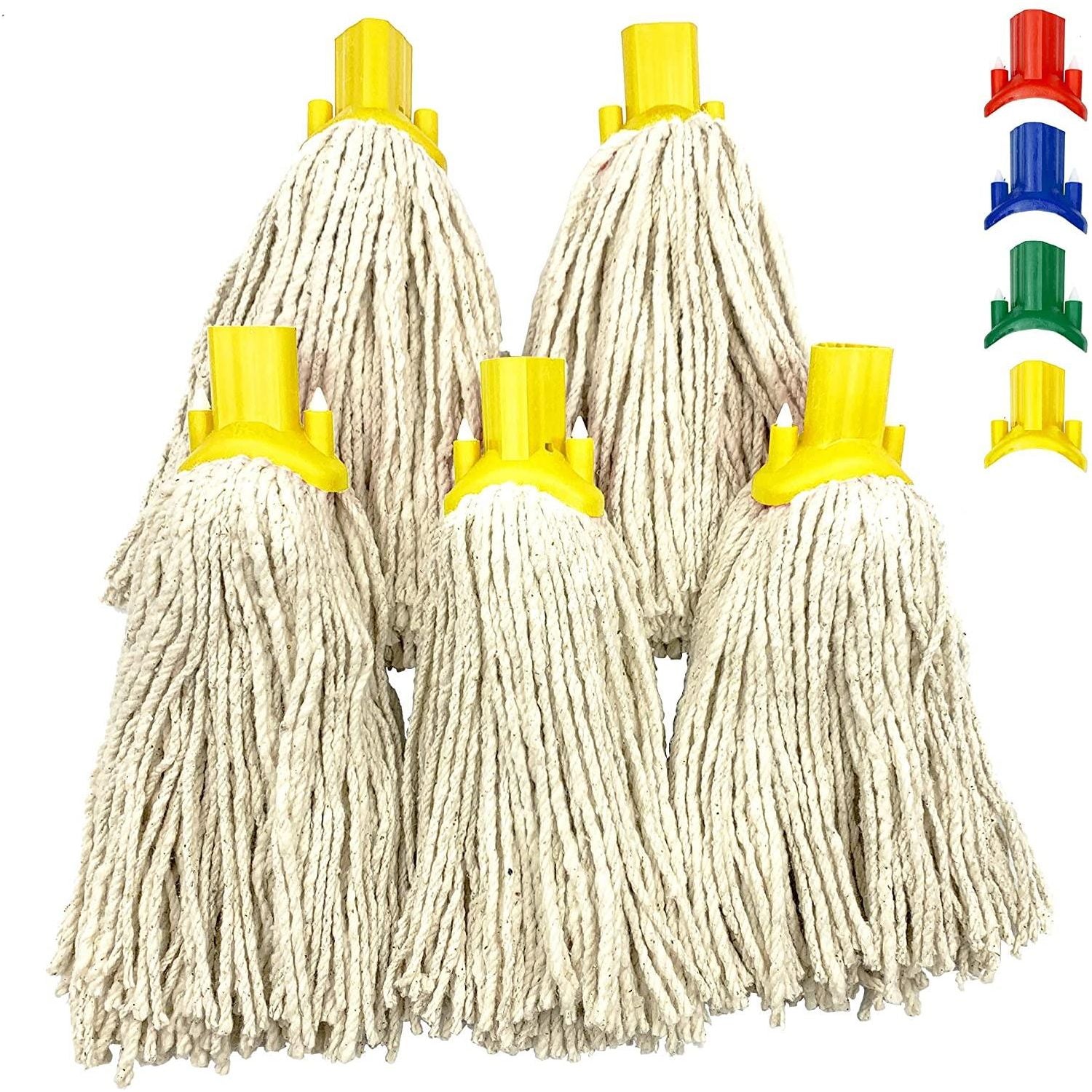 Colour Coded Yellow Cotton Mop Head 12PY - Pack of 5 - The Dustpan and Brush Store