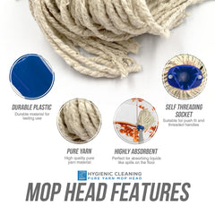 Colour Coded Blue Cotton Mop Head 12PY