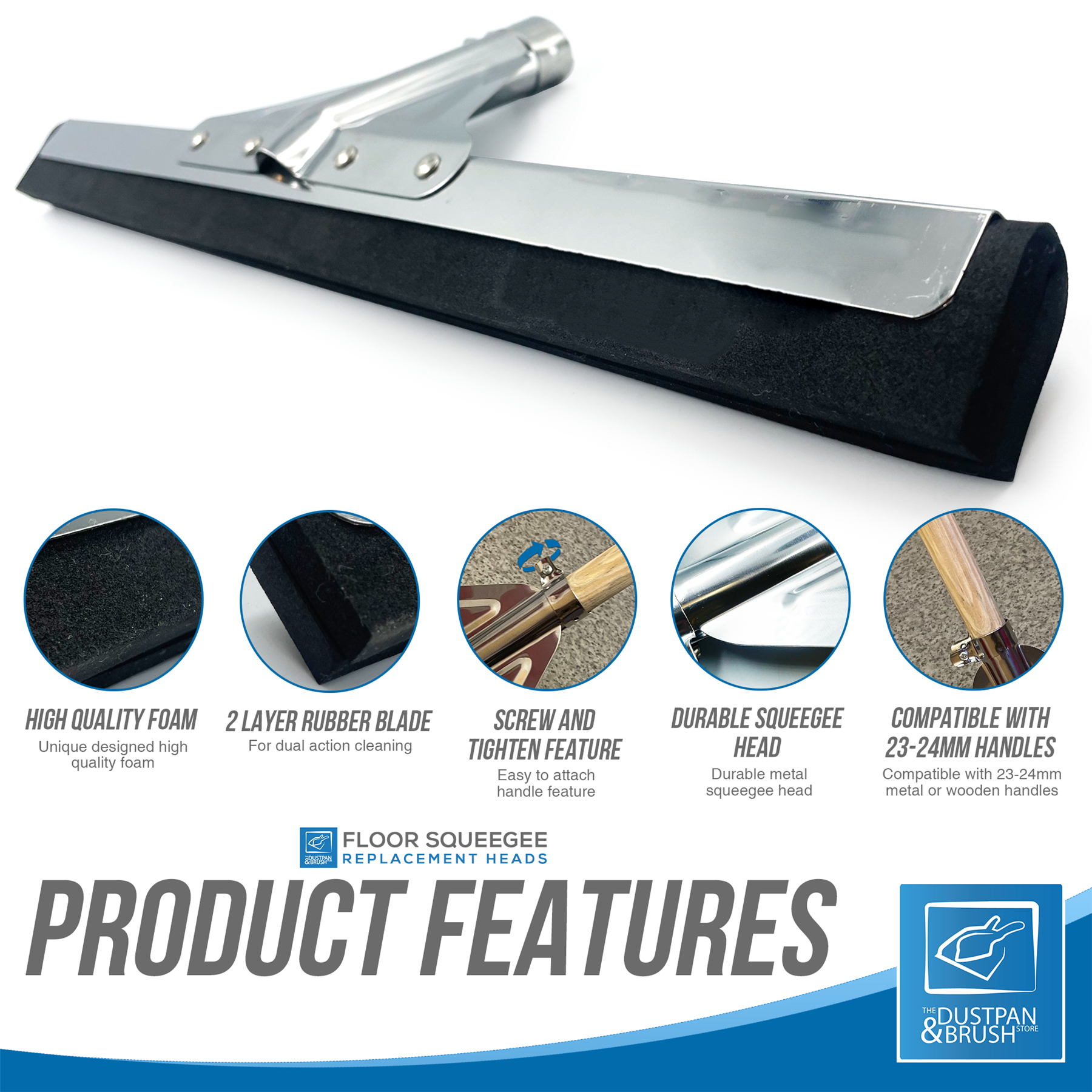 18" Black Foam Floor Squeegee Blade - The Dustpan and Brush Store