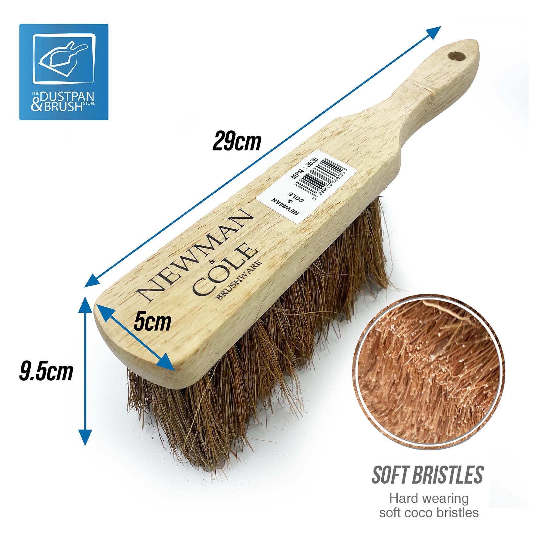 Newman and Cole Natural Coco Wooden Hand Brush - The Dustpan and Brush Store