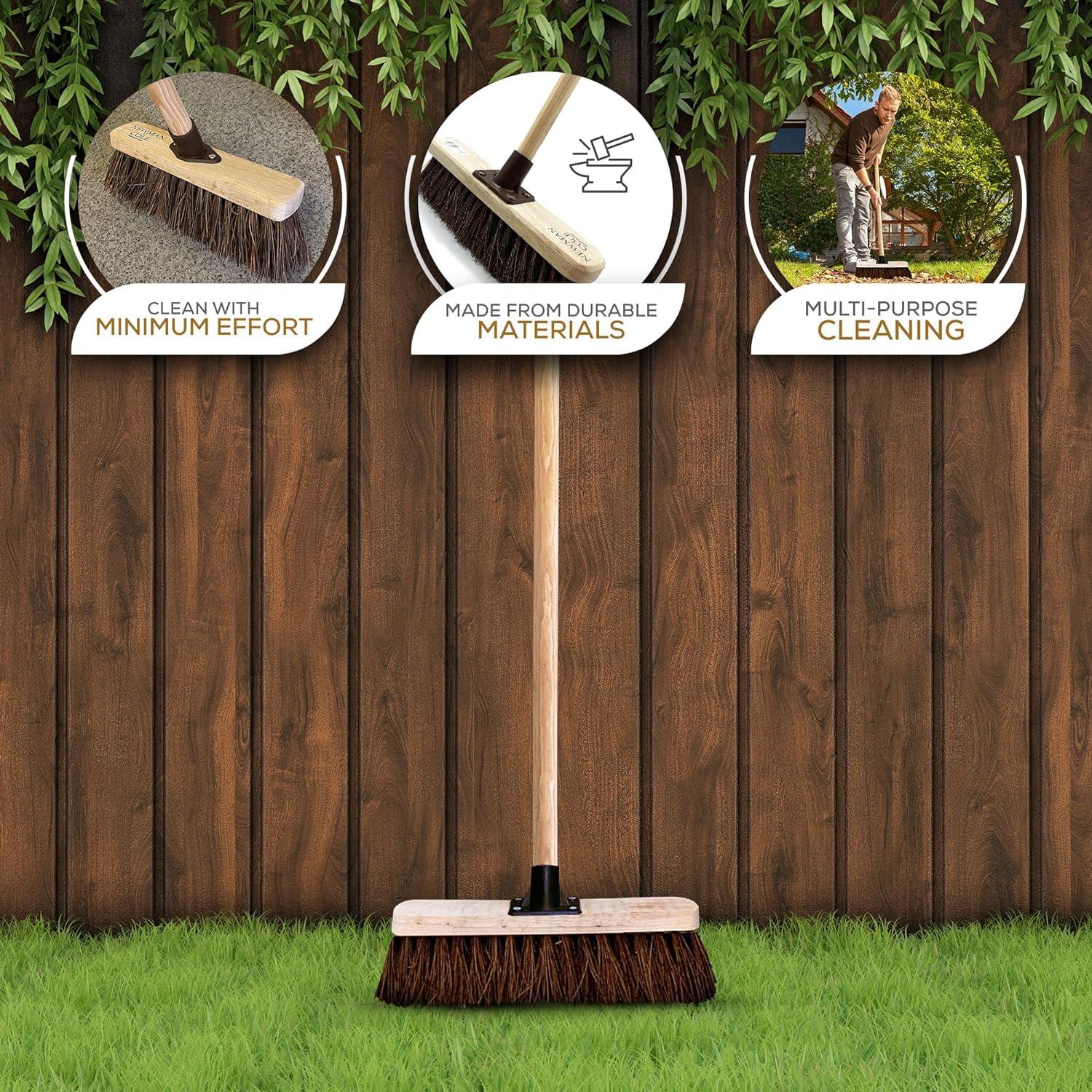 12" Newman and Cole Natural Bassine Broom Head with Plastic Socket Supplied with Handle - The Dustpan and Brush Store
