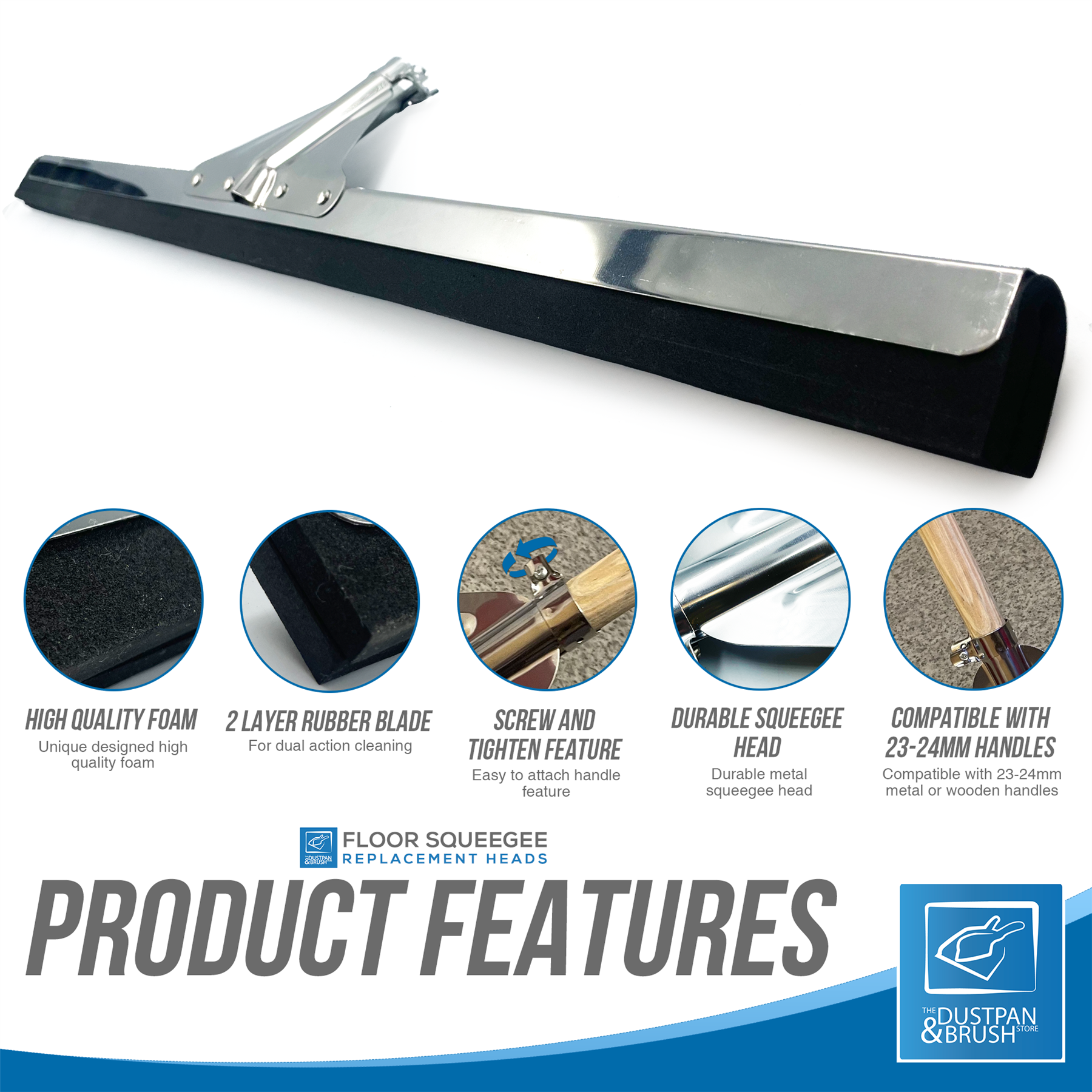 30" Black Moss Foam Floor Squeegee Blade - The Dustpan and Brush Store