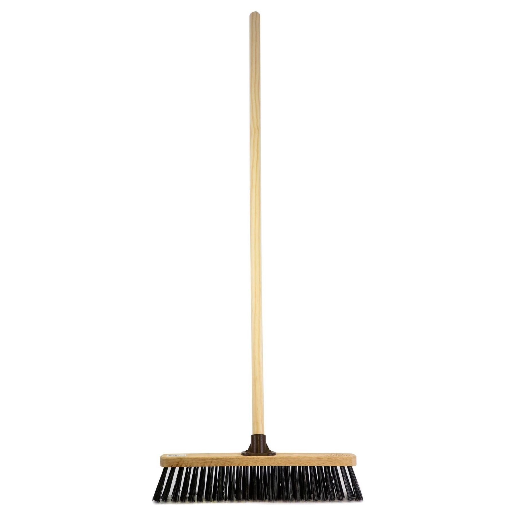 Full image of the 18" Newman & Cole Stiff PVC Broom with Plastic Socket & Wooden Handle on a white background
