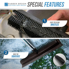 Rubber Broom with 4 Piece Handle, Rubber Hand Brush and Rubber Dustpan and Brush Set