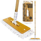 Bamboo floor mop with packaging on a white background