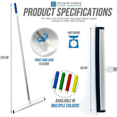 Blue 18" Floor Squeegee Colour Coded Food Hygiene Floor Scraper Cleaner and Handle