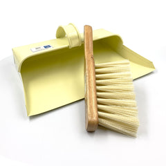 Newman and Cole Cream Metal Hooded Dustpan and Soft Brush Set