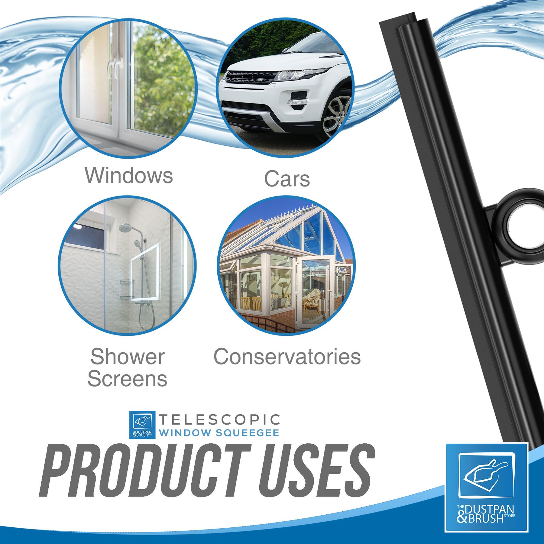 Squeegee with Telescopic Handle and Rotatable Head - The Dustpan and Brush Store