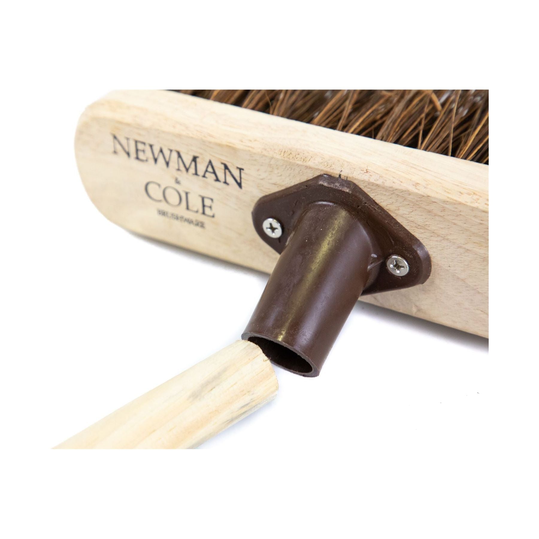 10" Newman and Cole Natural Stiff Bassine Broom Head with Plastic Socket - The Dustpan and Brush Store