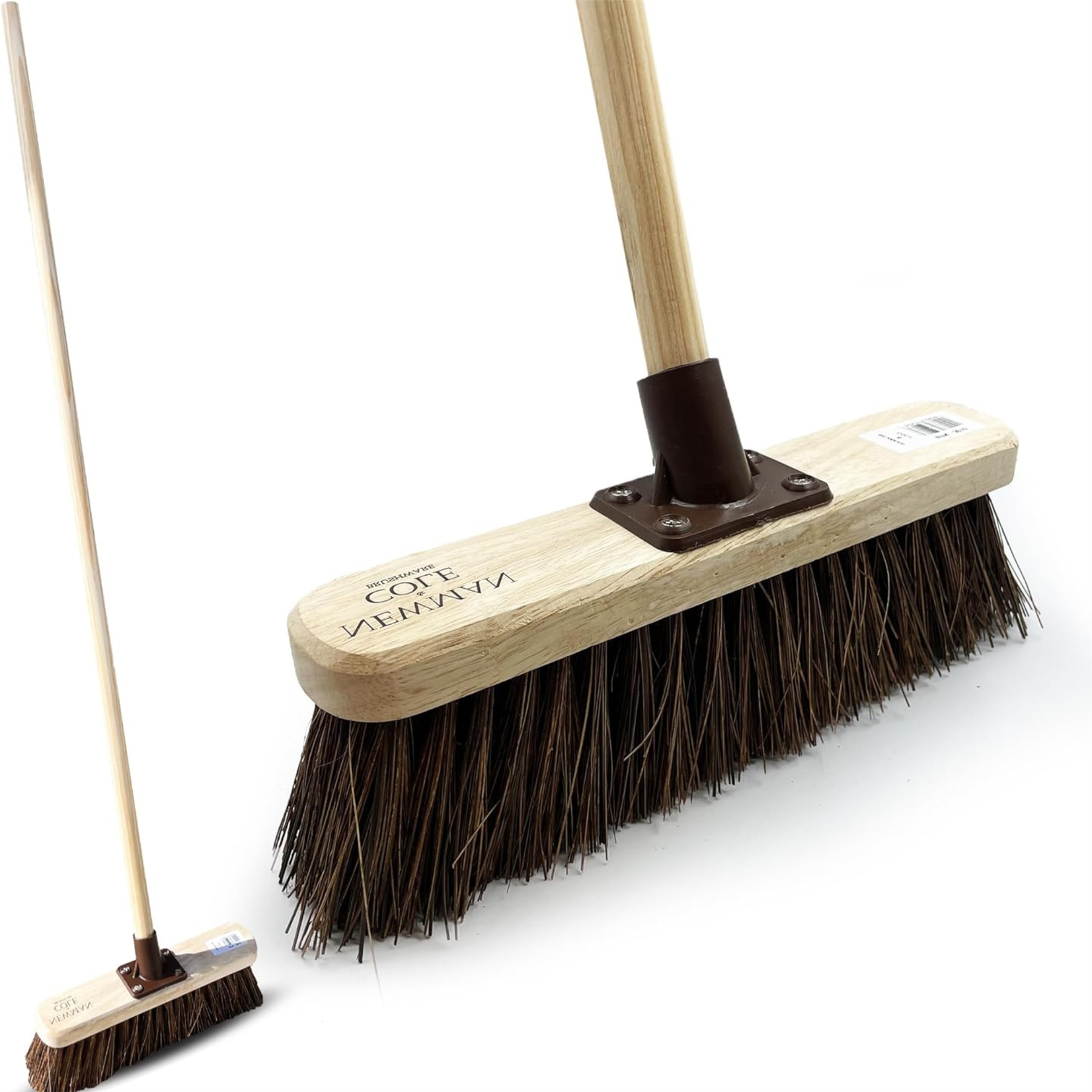 12" Newman and Cole Natural Bassine Broom Head with Plastic Socket Supplied with Handle - The Dustpan and Brush Store