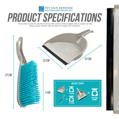 Rubber Dustpan and Brush Set - Perfect For Cleaning Pet Hairs and Sweeping Carpets