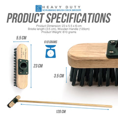 9" Stiff PVC Deck Scrub Floor Scrubbing Brush and 4ft Wooden Handle