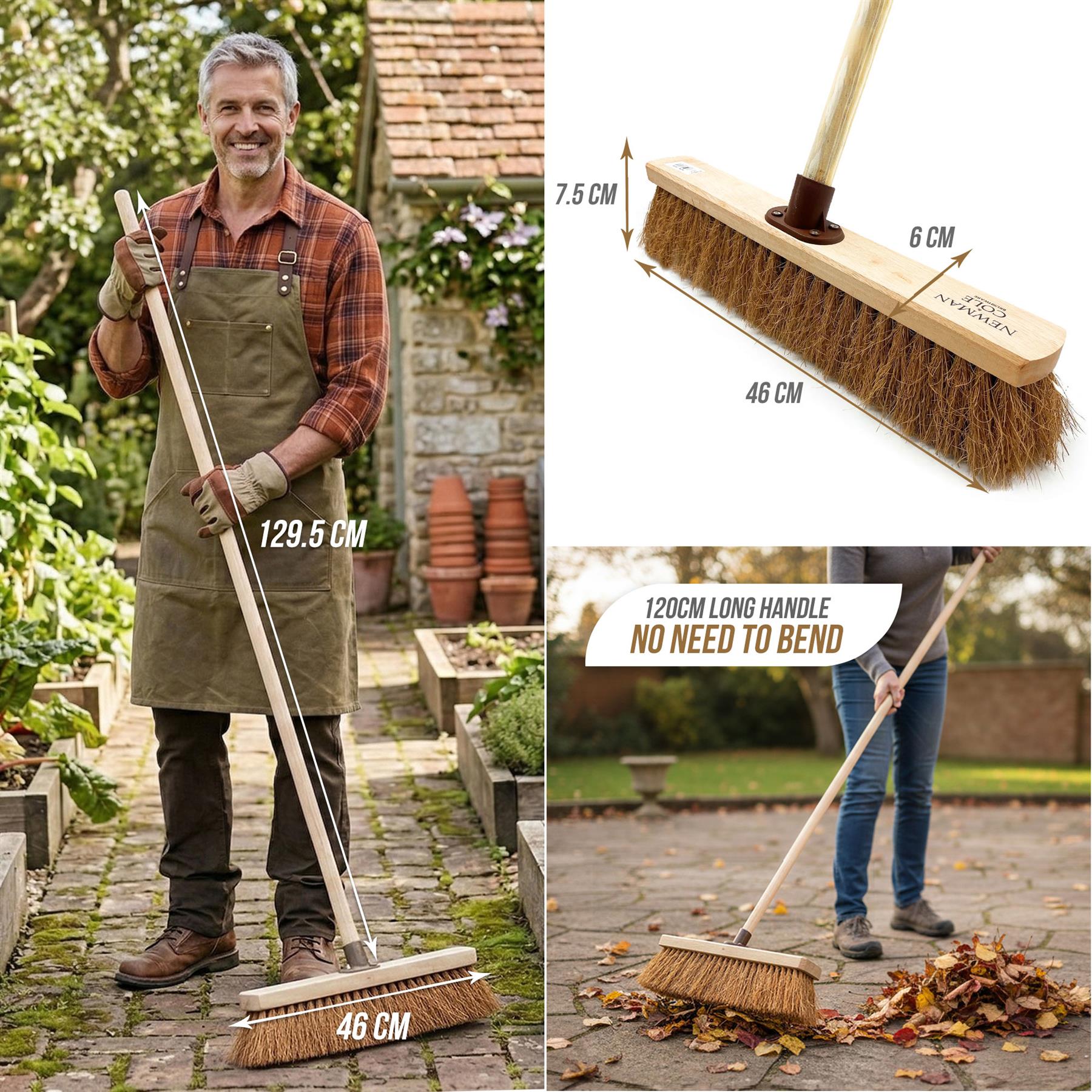 18" Newman & Cole Soft Coco Broom | Outdoor Decking Brush - The Dustpan and Brush Store