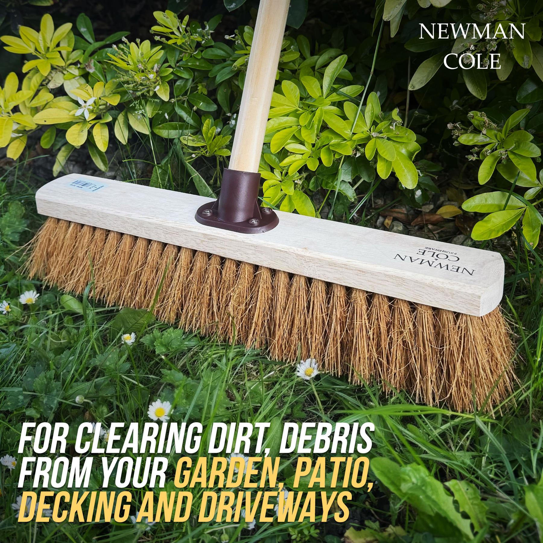 18" Newman & Cole Soft Coco Broom | Outdoor Decking Brush - The Dustpan and Brush Store