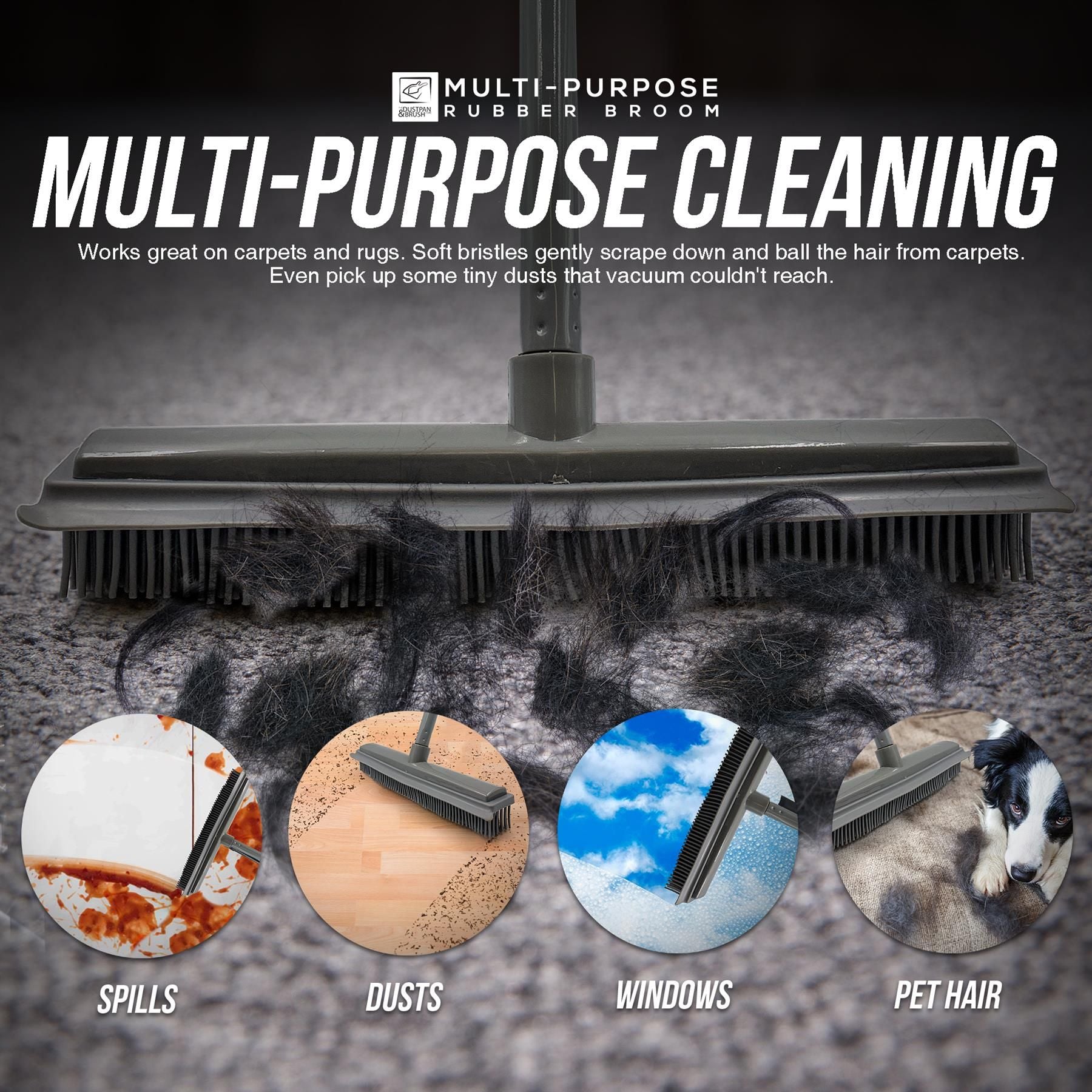 Grey Rubber Broom - The Dustpan and Brush Store
