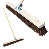 36" Newman and Cole Large Stiff Bassine Broom Head with Bracket and Handle