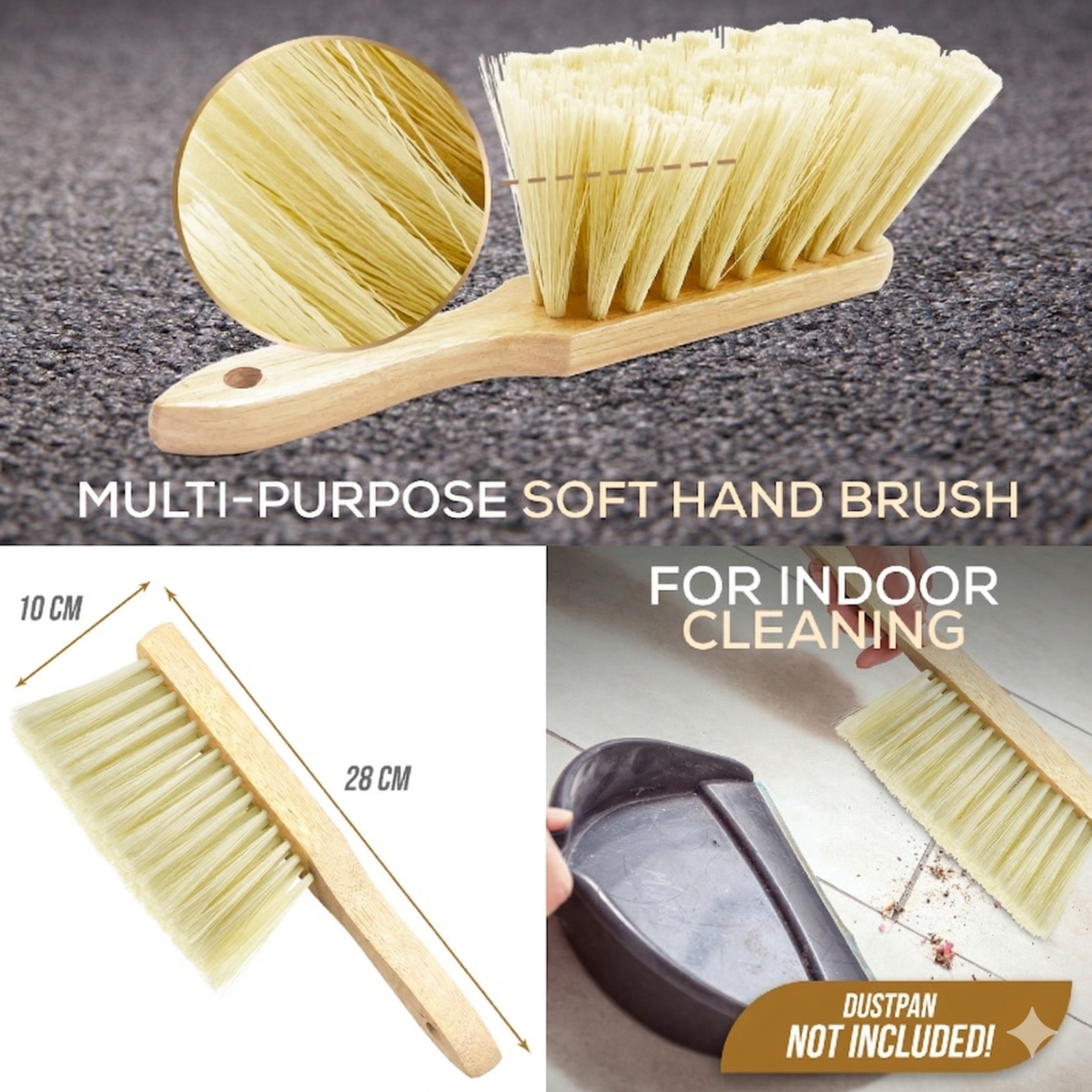 Newman and Cole Varnished Soft PVC Hand Brush - product dimensions