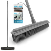 Grey rubber broom with 120cm handle on a white background