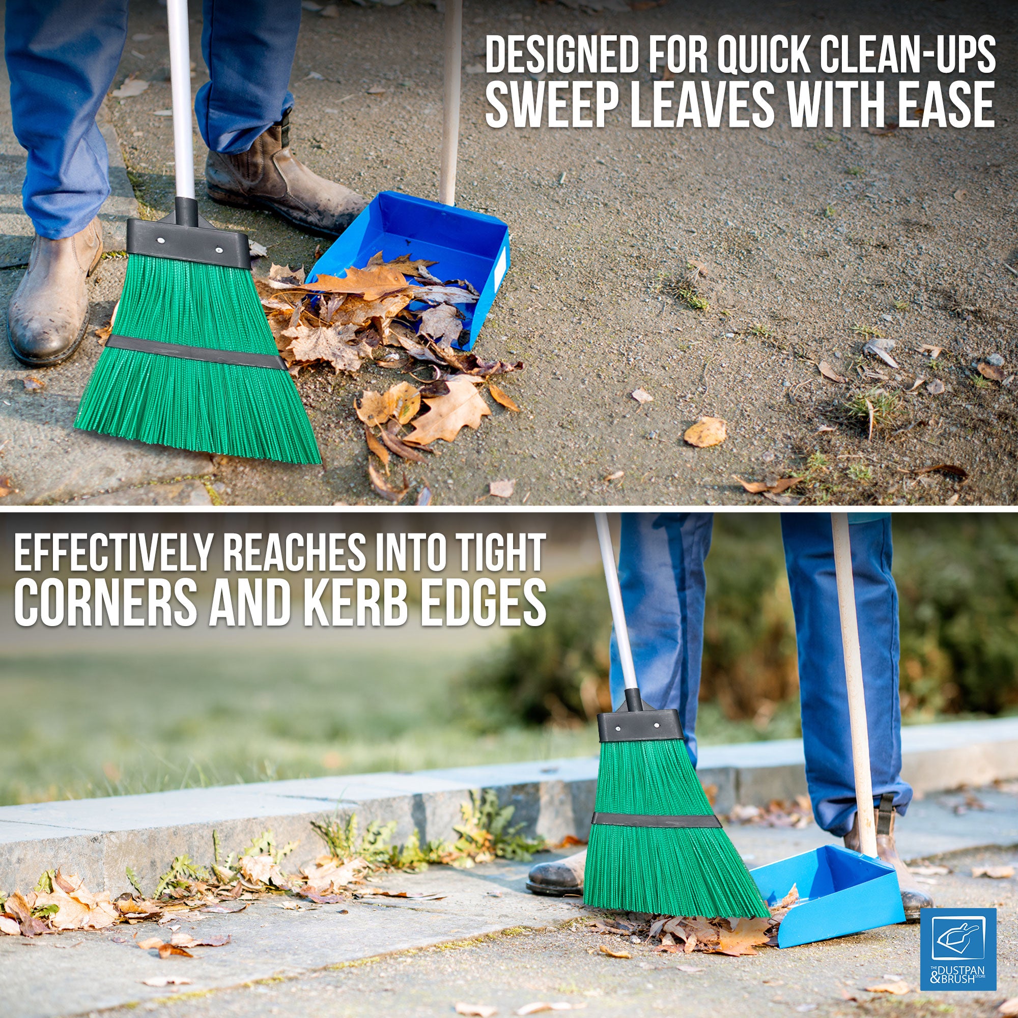 Telescopic Lawn and Gutter Flick Broom - Long PVC Bristle Outdoor Brush - The Dustpan and Brush Store