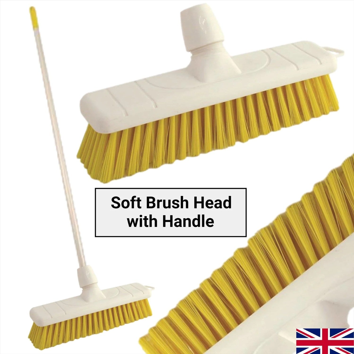 12" Soft Hygiene Broom with Aluminium Handle | Colour Coded - The Dustpan and Brush Store