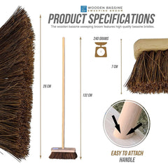 10" Stiff Bassine Broom and Wooden Handle